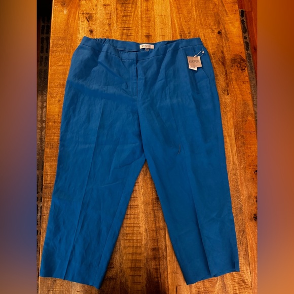 Kasper Blue linen blend women’s plus size Straight leg pants trousers slacks 22w - Picture 1 of 14